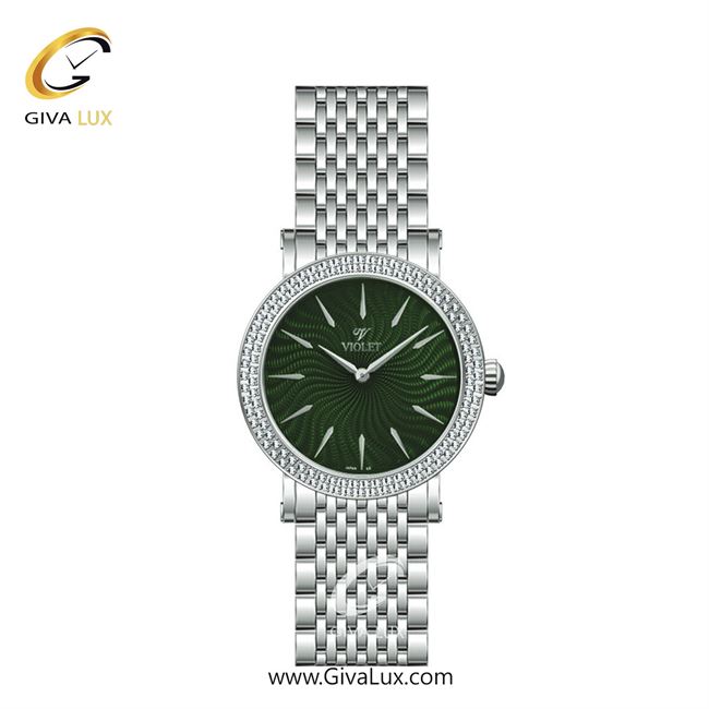 ساعت مچی اورجینال زنانه ویولت VIOLET نقره ای | نقره ای| سبز یشمی تیره| کد رفرنس 0593